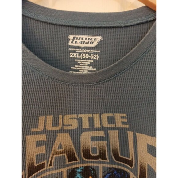 Mens Justice League Graphic Print Blue Long Sleeve Thermal Shirt Size 2XL - Picture 3 of 7